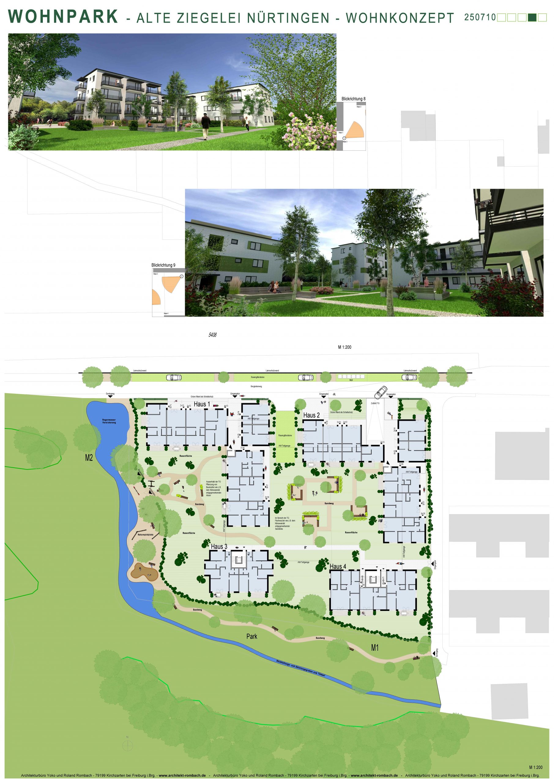Architekturbüro Rombach Kirchzarten Wettbewerb "Alte Ziegelei" für 70 Wohnungen in Nürtingen