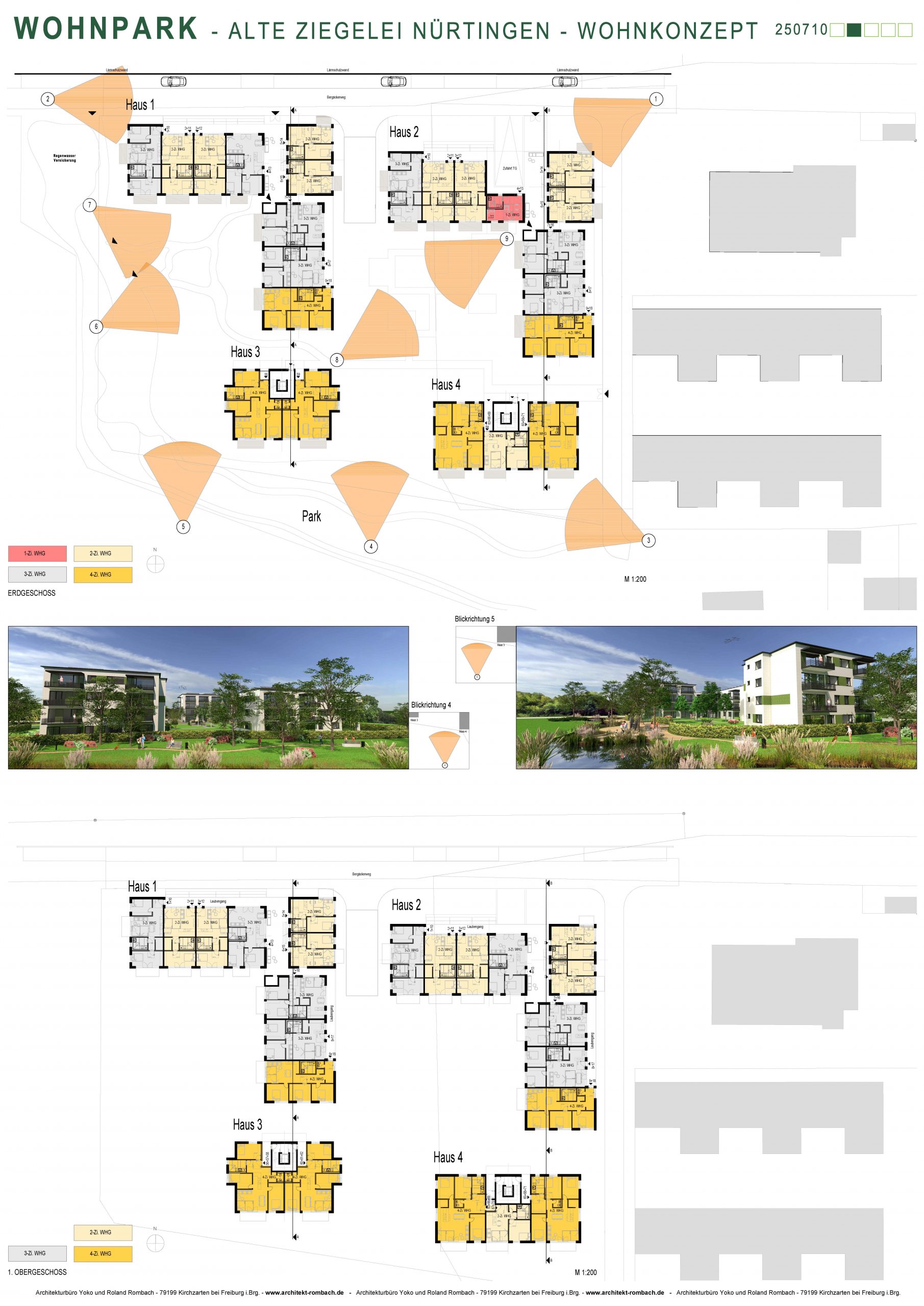 Architekturbüro Rombach Kirchzarten Wettbewerb "Alte Ziegelei" für 70 Wohnungen in Nürtingen