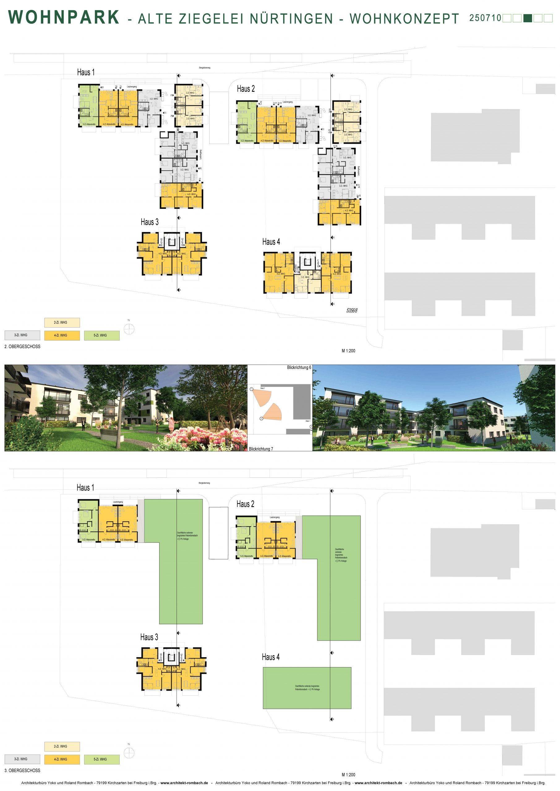 Architekturbüro Rombach Kirchzarten Wettbewerb "Alte Ziegelei" für 70 Wohnungen in Nürtingen